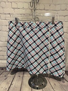 Lady Hagen Blue and Pink Plaid Skort with Side Zip Sz10